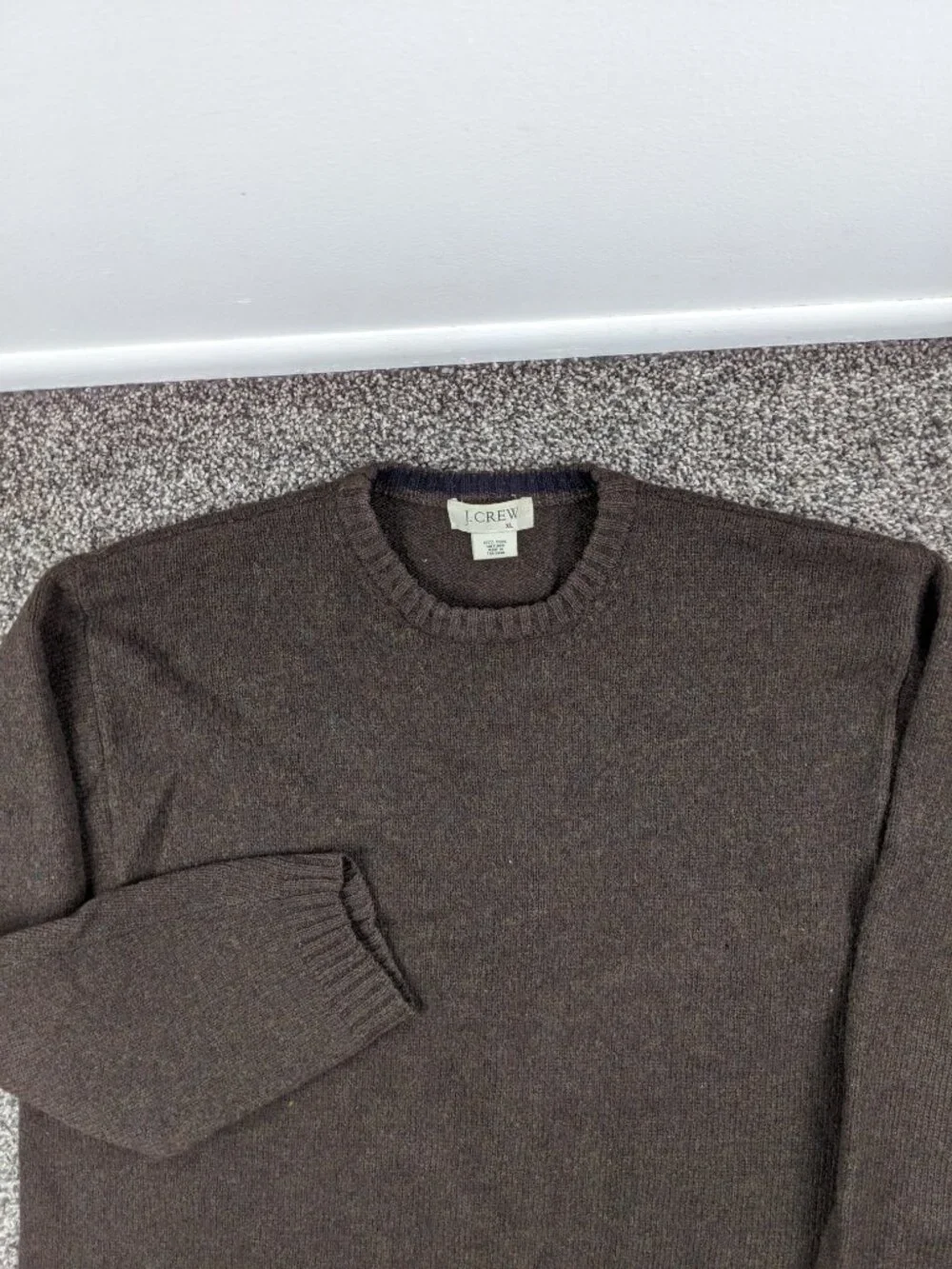 Vintage J Crew Sweater Shetland Wool Crewneck Pullover Brown Mens XL